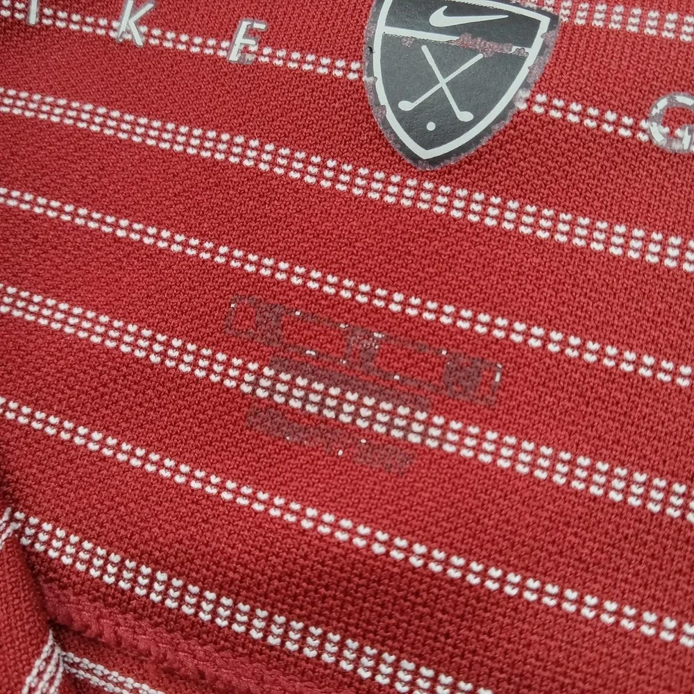 Nike Golf Polo Shirt Mens XL Red Stripe Dri-FIT Golf Performance Knit Top‎